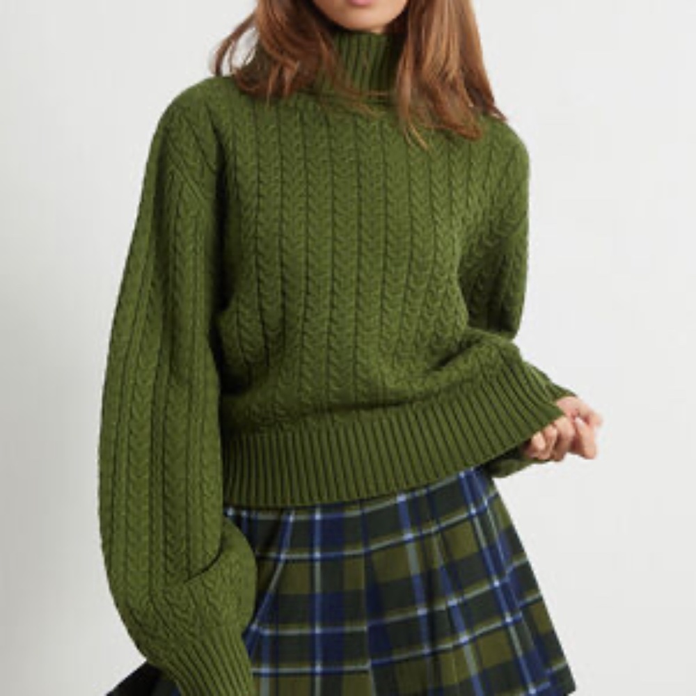 WeWoreWhat Turtleneck Cable Sweater